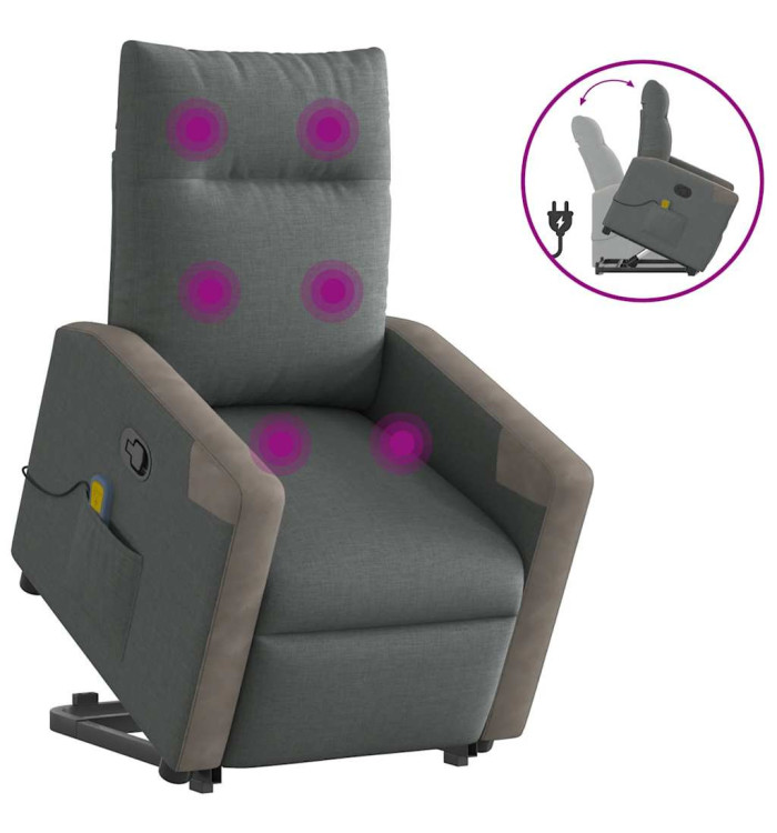 Fauteuil de massage inclinable Gris foncé Tissu | Mobilier & Déco