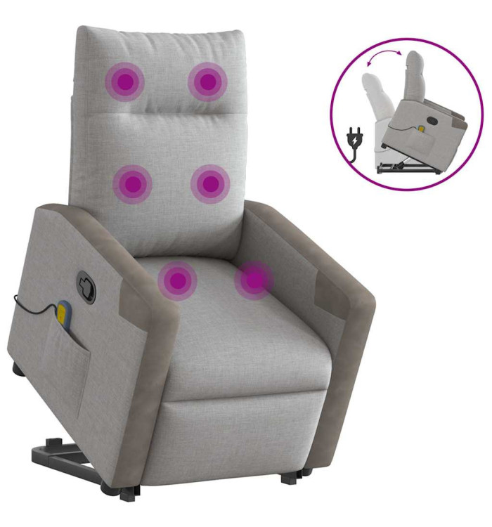 Fauteuil de massage inclinable gris nuage tissu | Mobilier & Déco