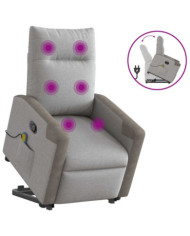 Fauteuil de massage inclinable gris nuage tissu | Mobilier & Déco