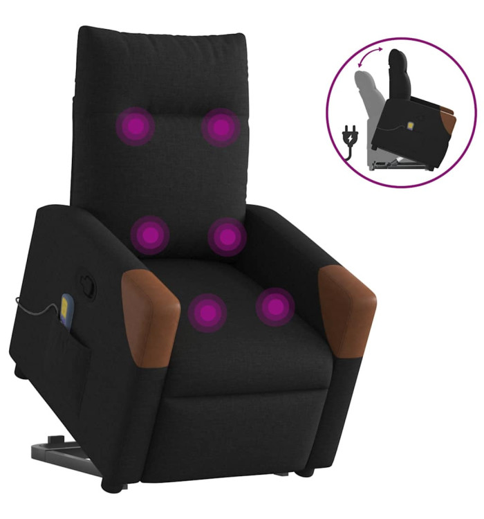 Fauteuil de massage inclinable Noir Tissu | Mobilier & Déco