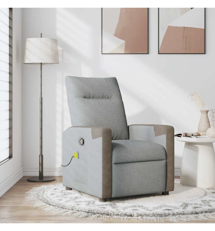 Fauteuil de massage inclinable Gris clair Tissu | Mobilier & Déco
