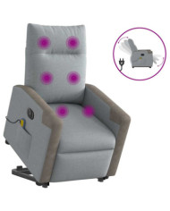 Fauteuil inclinable de massage électrique Gris clair Tissu | Mobilier & Déco