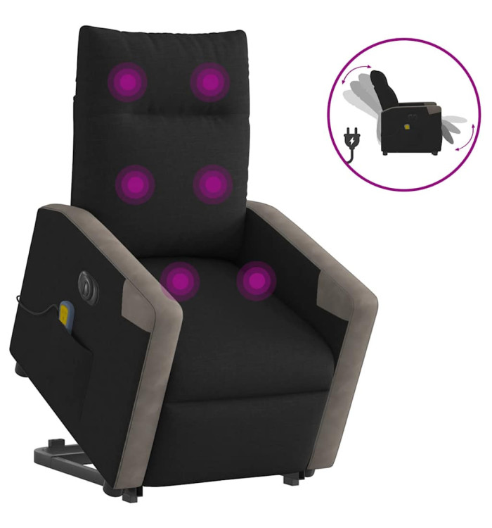 Fauteuil inclinable de massage électrique Noir Tissu | Mobilier & Déco