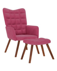 Chaise de relaxation avec tabouret Bordeaux Velours | Mobilier & Déco