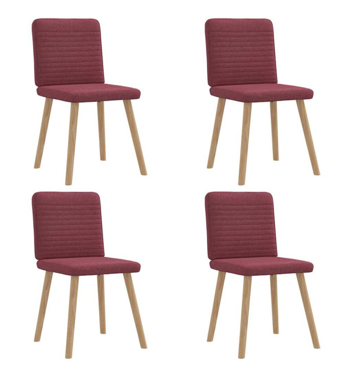 Chaises à manger lot de 4 rouge bordeaux tissu | Mobilier & Déco