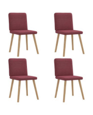 Chaises à manger lot de 4 rouge bordeaux tissu | Mobilier & Déco