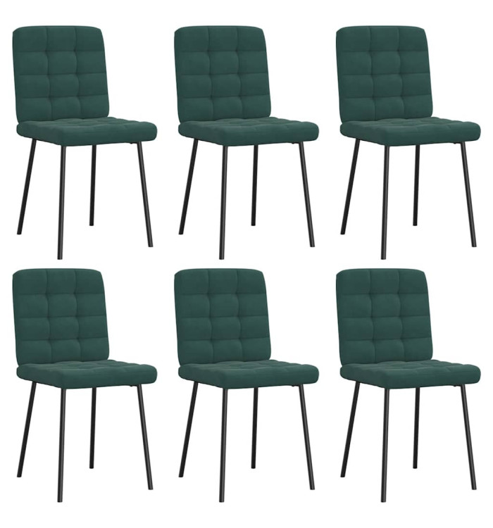 Chaises à manger lot de 6 vert foncé velours | Mobilier & Déco
