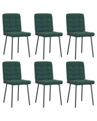 Chaises à manger lot de 6 vert foncé velours | Mobilier & Déco