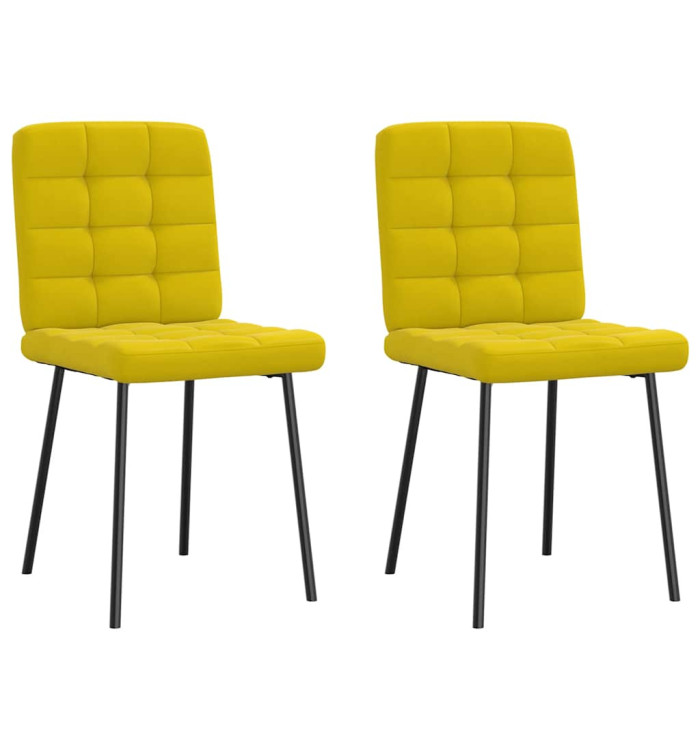 Chaises à manger lot de 2 Jaune Velours | Mobilier & Déco