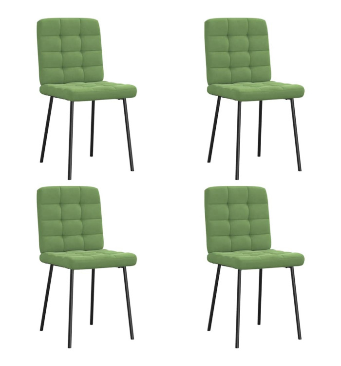Chaises à manger lot de 4 vert clair velours | Mobilier & Déco