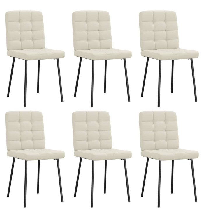 Chaises à manger lot de 6 crème velours | Mobilier & Déco