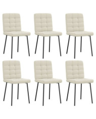 Chaises à manger lot de 6 crème velours | Mobilier & Déco