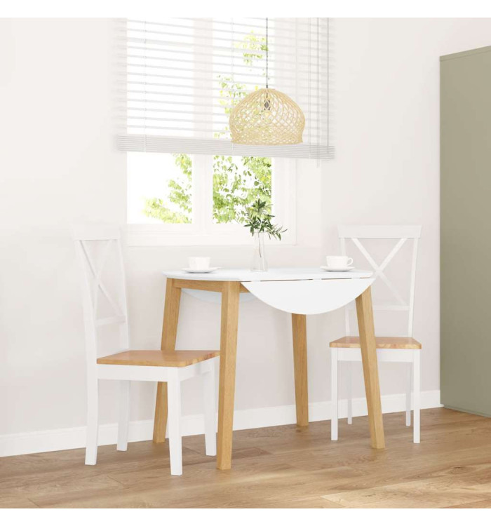 Chaises à manger 2 pcs blanc bois massif caoutchouc | Mobilier & Déco