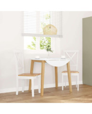 Chaises à manger 2 pcs blanc bois massif caoutchouc | Mobilier & Déco
