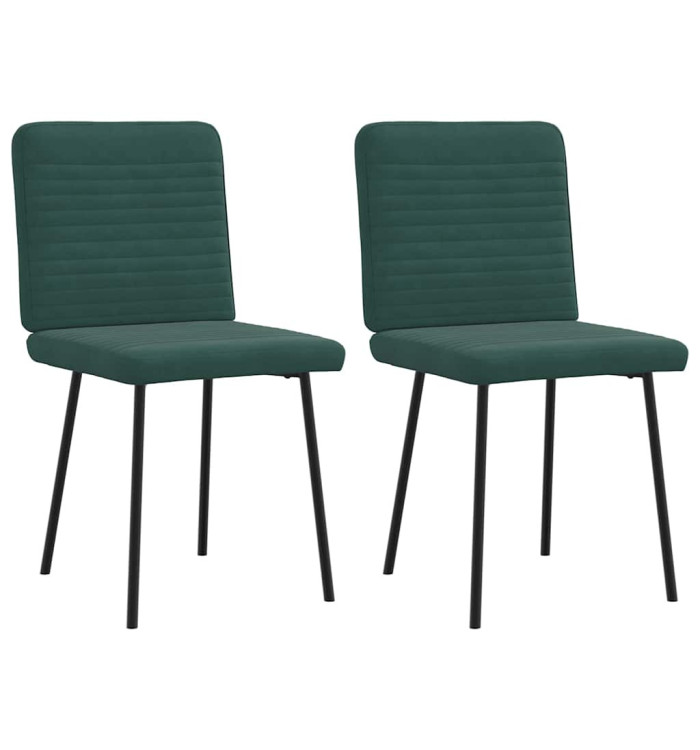 Chaises à manger lot de 2 Vert foncé Velours | Mobilier & Déco