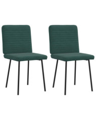 Chaises à manger lot de 2 Vert foncé Velours | Mobilier & Déco