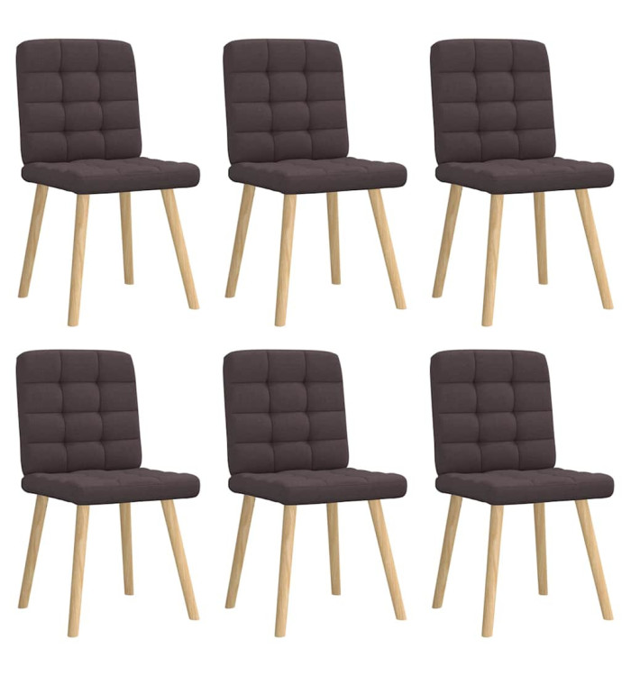 Chaises à manger lot de 6 marron foncé tissu | Mobilier & Déco