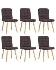 Chaises à manger lot de 6 marron foncé tissu | Mobilier & Déco