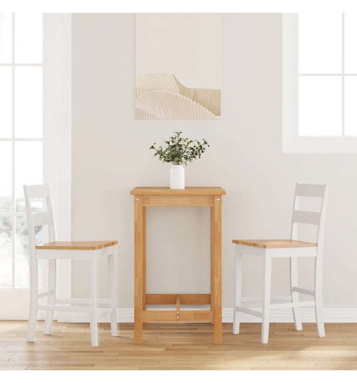  Tabourets de bar 2 pcs blanc bois massif d'hévéa | Mobilier & Déco