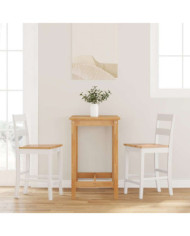  Tabourets de bar 2 pcs blanc bois massif d'hévéa | Mobilier & Déco