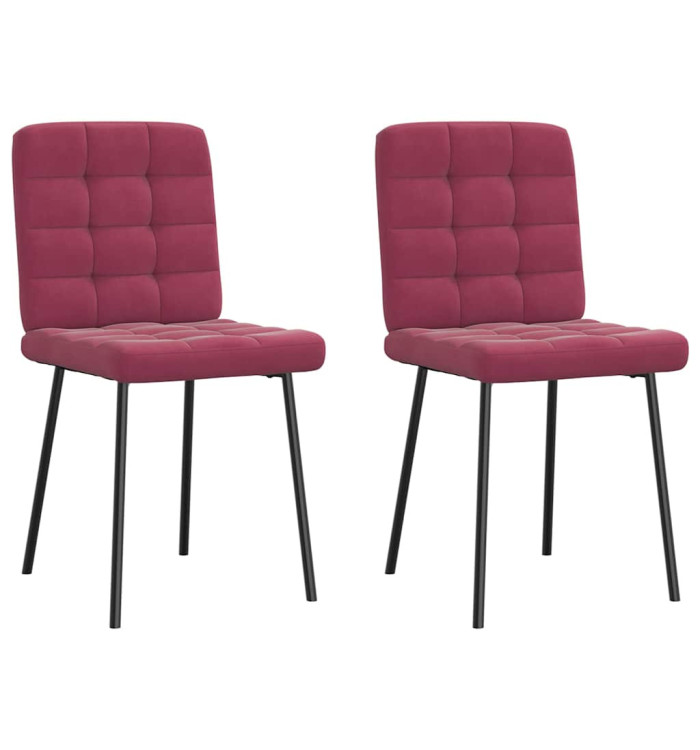 Chaises à manger lot de 2 Rouge bordeaux Velours | Mobilier & Déco