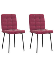 Chaises à manger lot de 2 Rouge bordeaux Velours | Mobilier & Déco