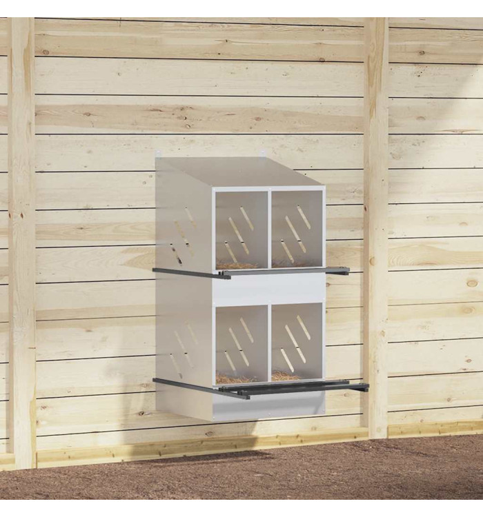 Nichoir de poules avec 4 compartiments Métal argenté galvanisé | Mobilier & Déco