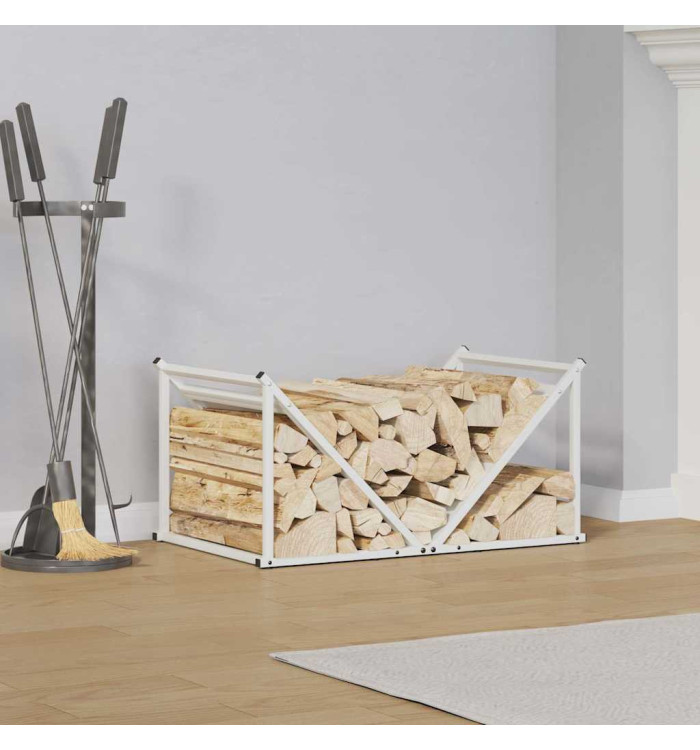 Portant de bois chauffage blanc 70x43x34,5 cm | Mobilier & Déco