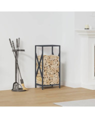 Portant de bois chauffage anthracite 34x25x70 cm | Mobilier & Déco