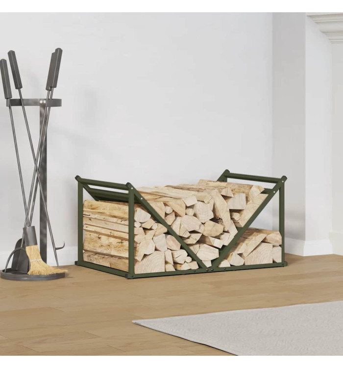 Portant de bois chauffage vert olive 70x43x34,5 cm | Mobilier & Déco