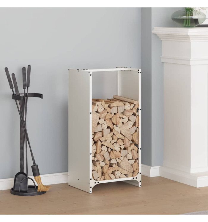 Portant de bois chauffage blanc 40x30x80 cm | Mobilier & Déco