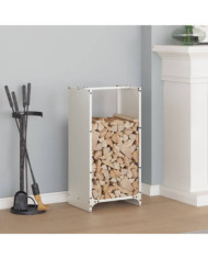 Portant de bois chauffage blanc 40x30x80 cm | Mobilier & Déco