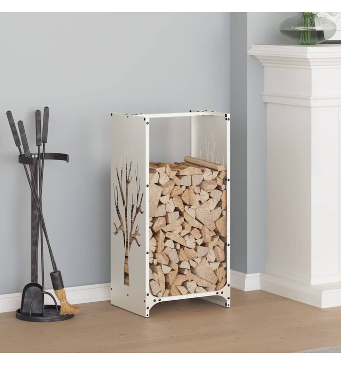 Portant de bois chauffage blanc 40x30x80 cm | Mobilier & Déco
