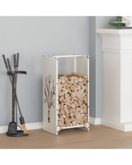 Portant de bois chauffage blanc 40x30x80 cm | Mobilier & Déco