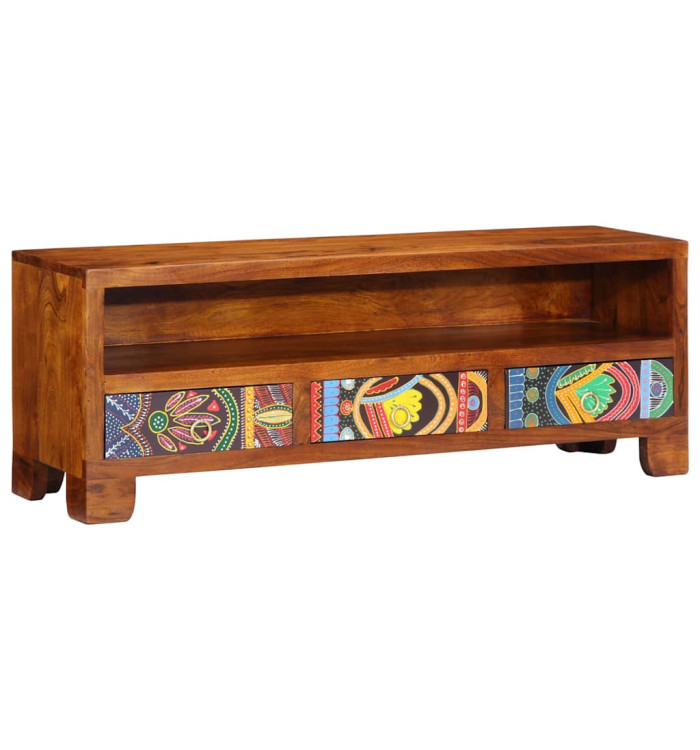 Meuble TV multicolore 110x30x40 bois d'acacia massif | Mobilier & Déco