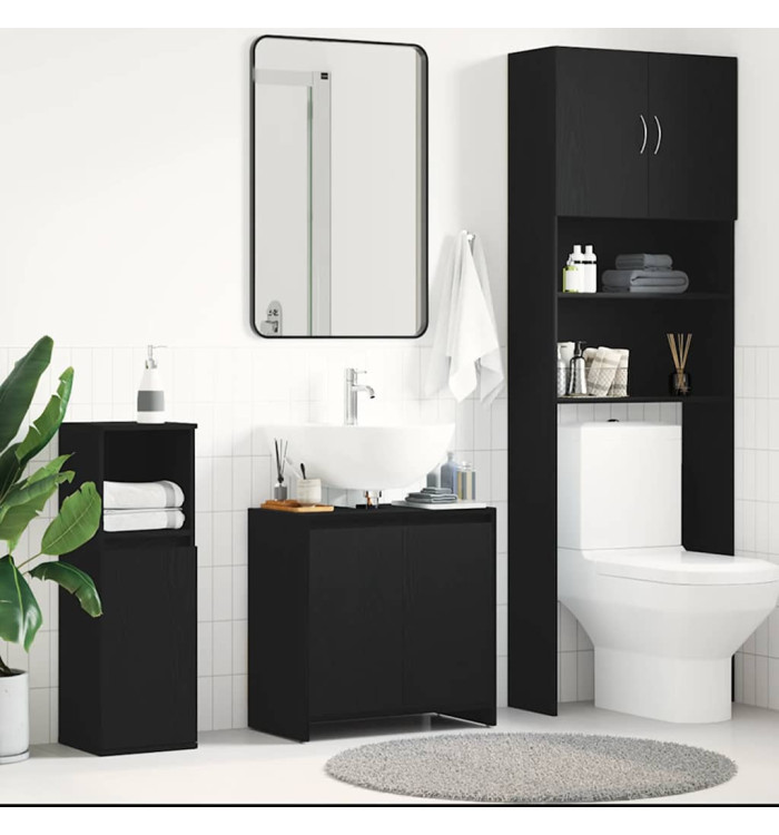 Armoire de bain chêne noir 60x33x60 cm bois d'ingénierie | Mobilier & Déco