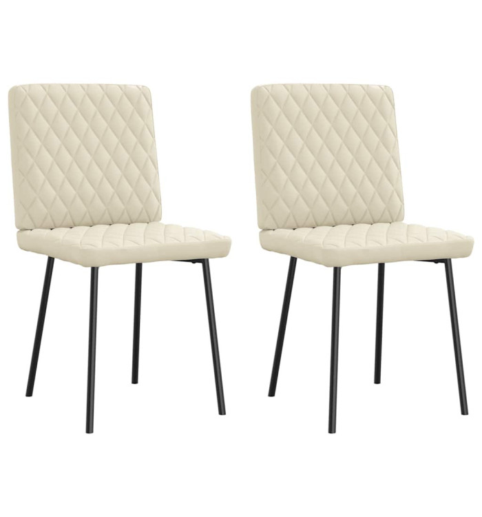 Chaises à manger lot de 2 crème similicuir | Mobilier & Déco
