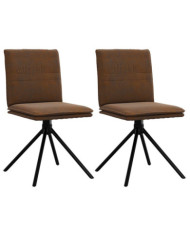 Chaise à manger marron similicuir daim | Mobilier & Déco