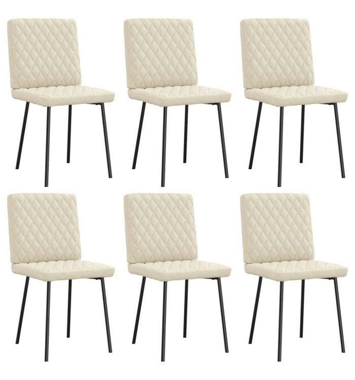 Chaises à manger lot de 6 crème similicuir | Mobilier & Déco