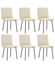 Chaises à manger lot de 6 crème similicuir | Mobilier & Déco