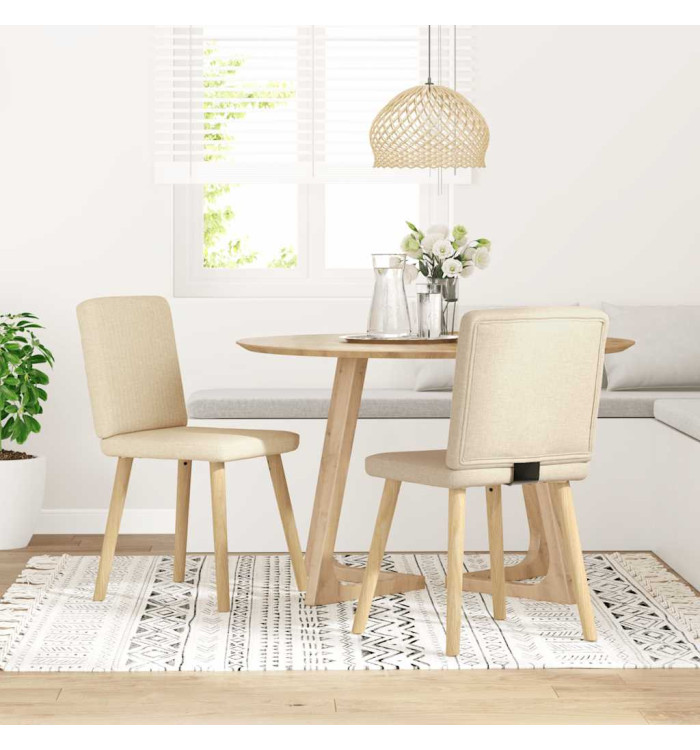 Chaises à manger lot de 2 crème tissu | Mobilier & Déco