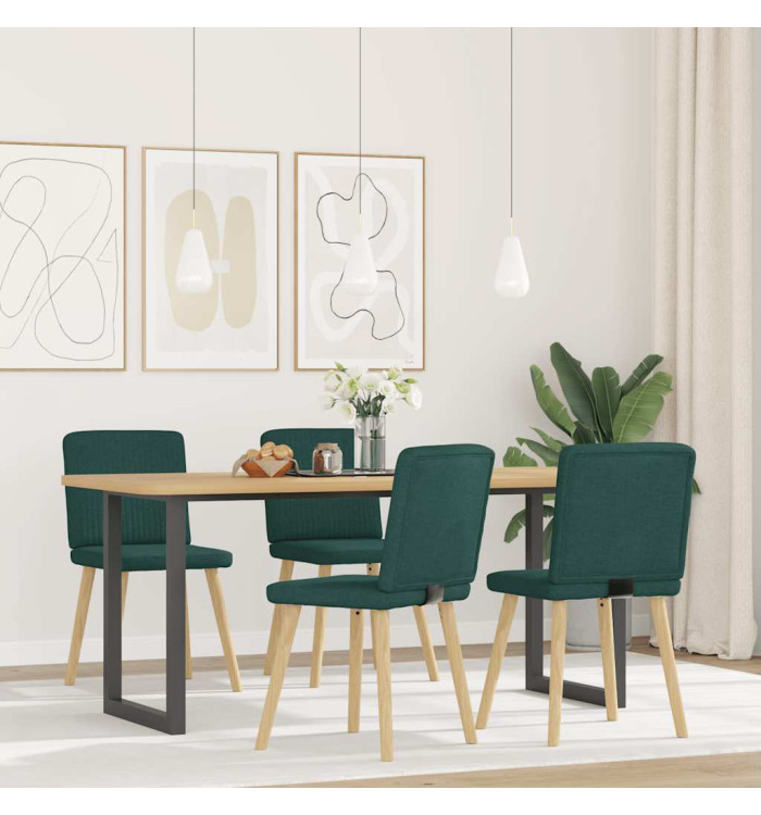 Chaises à manger lot de 4 vert foncé tissu | Mobilier & Déco