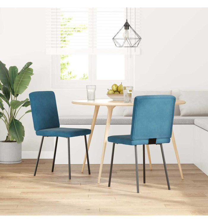 Chaises à manger lot de 2 Bleu Velours | Mobilier & Déco