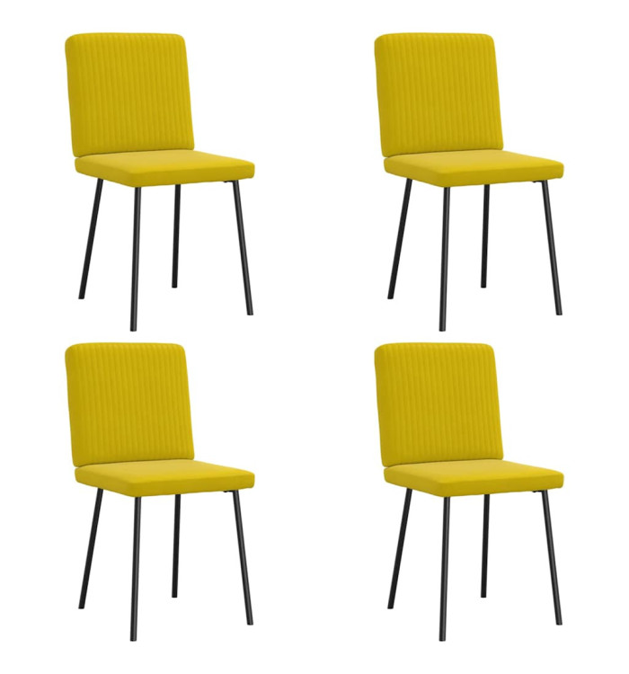 Chaises à manger lot de 4 jaune velours | Mobilier & Déco