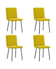 Chaises à manger lot de 4 jaune velours | Mobilier & Déco