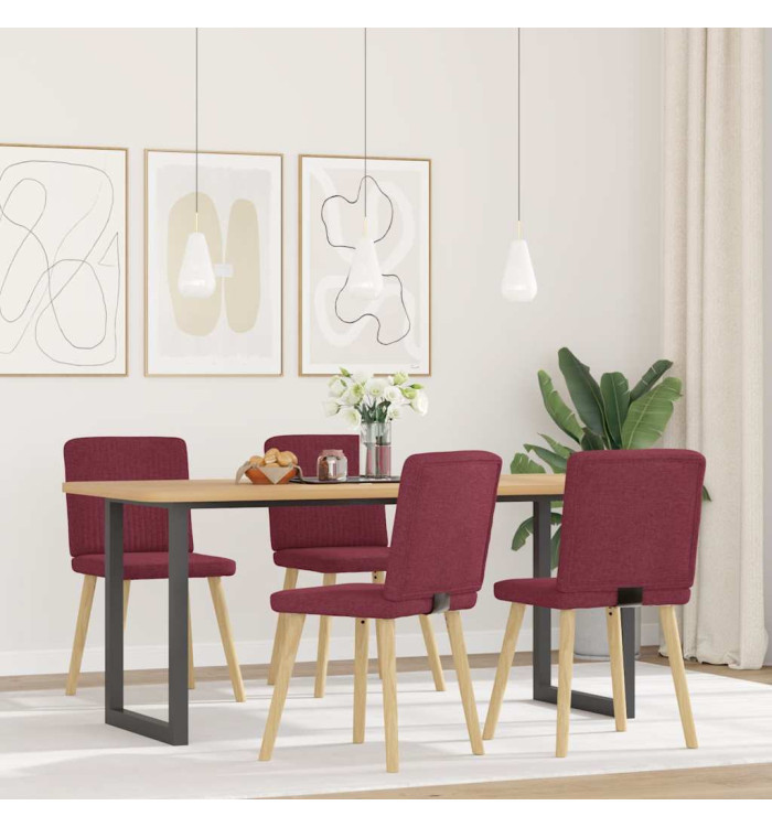 Chaises à manger lot de 4 rouge bordeaux tissu | Mobilier & Déco