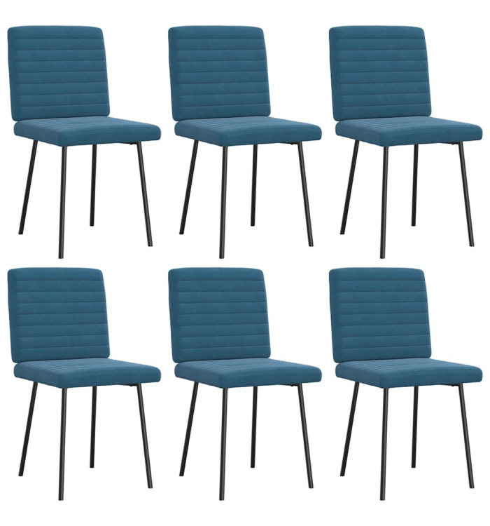 Chaises à manger lot de 6 bleu velours | Mobilier & Déco