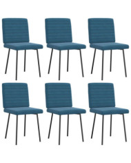 Chaises à manger lot de 6 bleu velours | Mobilier & Déco