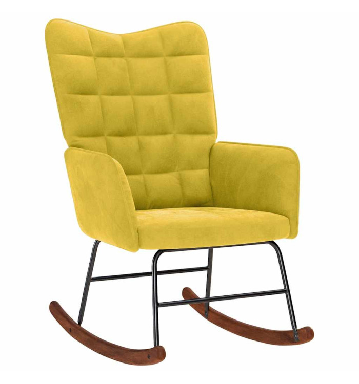 Chaise à bascule Jaune Velours | Mobilier & Déco