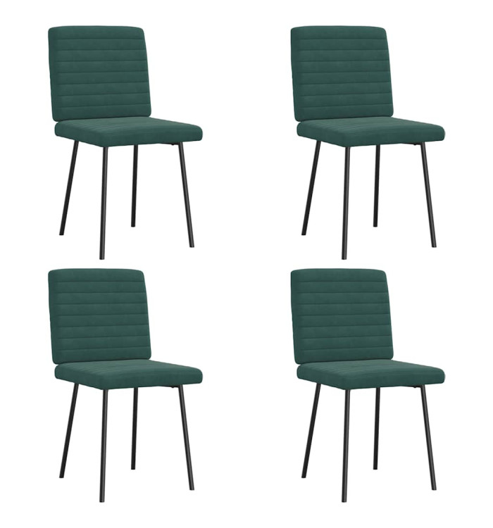 Chaises à manger lot de 4 Vert foncé Velours | Mobilier & Déco